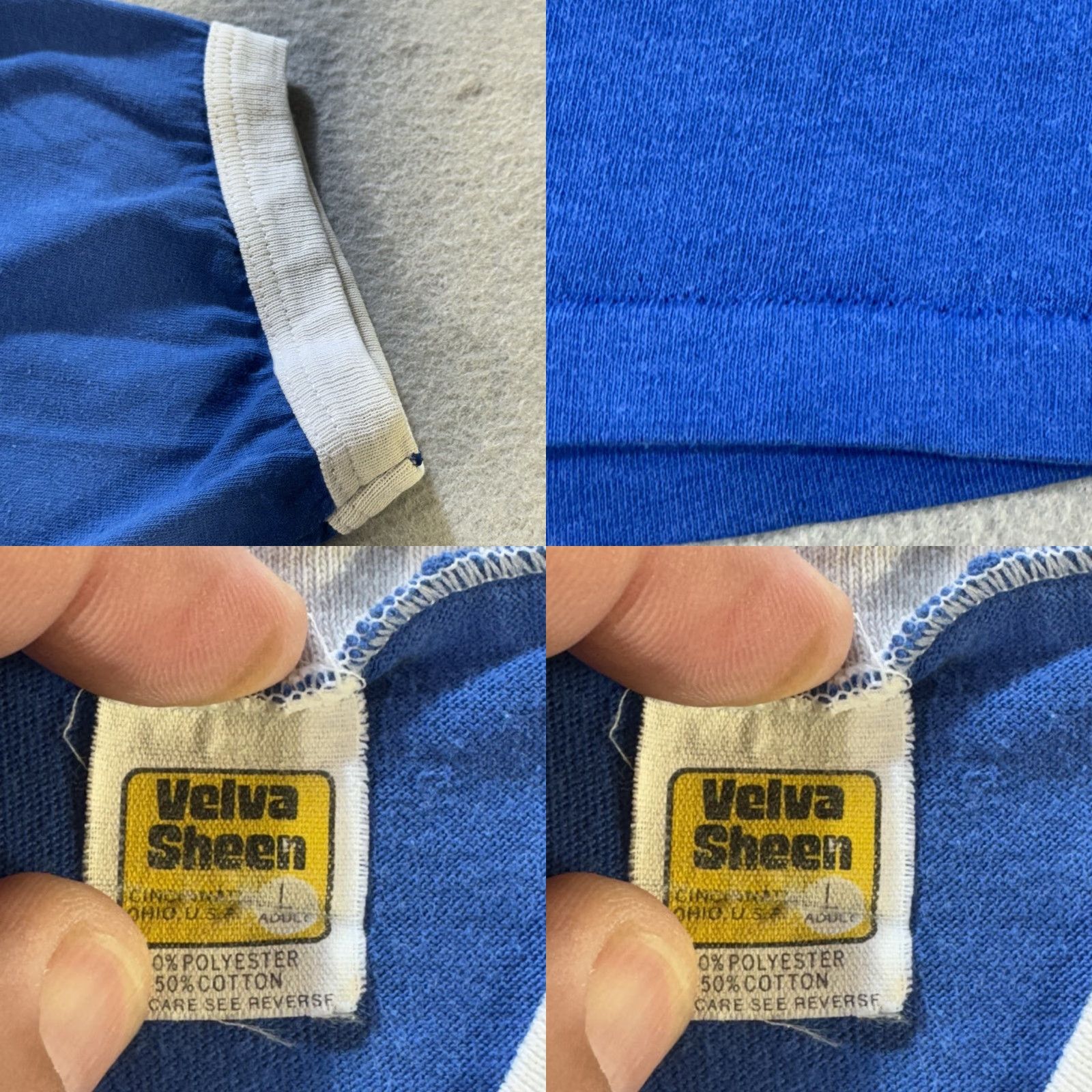 Velva Sheen VINTAGE Illinois College Shirt Mens Large Blue White Velva Sheen Ringer 80s Tee Size US L / EU 52-54 / 3 - 8 Thumbnail