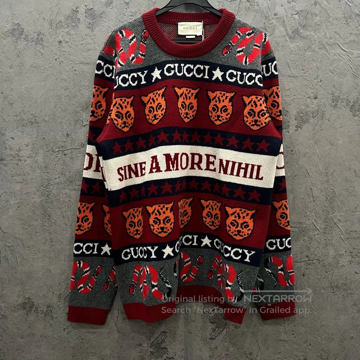 Gucci Guicci Tiger Head Slogan Knit Long Sleeve Sweater| Size US S / EU 44-46 / 1 - 1 Thumbnail