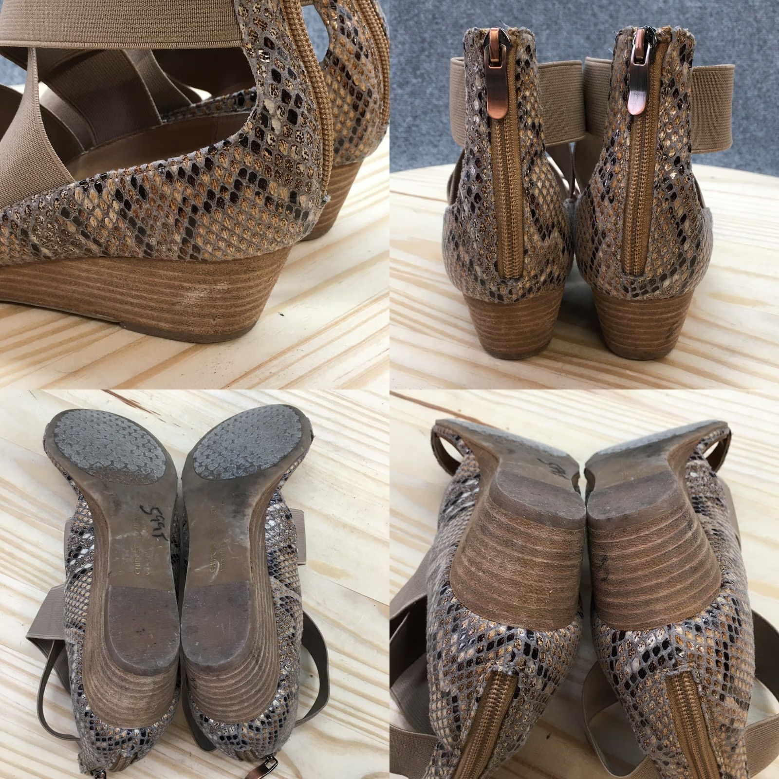 Chinese Laundry Nike Sandals Womens Strappy Brown Snakeskin Wedge Heel 7.5 M UK 5 US 7.5 EU 38 XS N/A Size US 8 / IT 38 - 8 Thumbnail