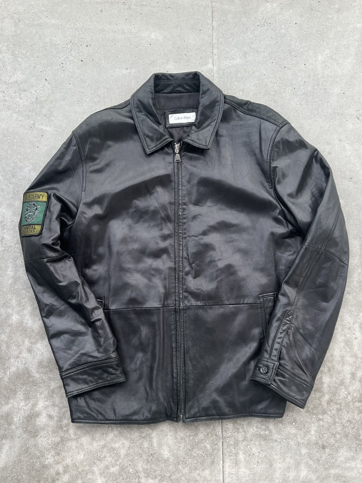 Calvin Klein × Vintage Calvin Klein USA ARMY leather jacket rare vintage Size US XL / EU 56 / 4 - 1 Thumbnail