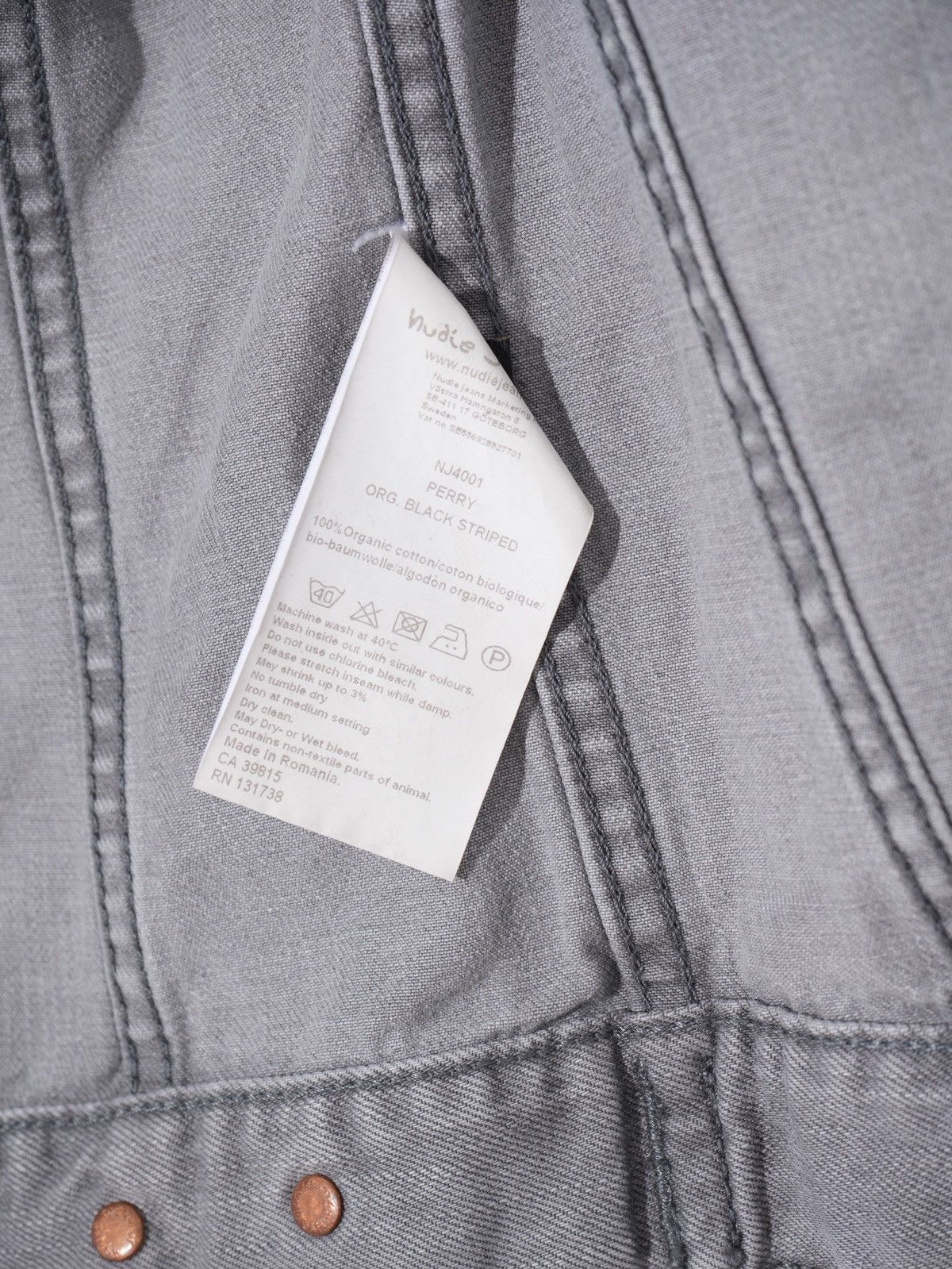 Nudie Jeans NUDIE JEANS DENIM JACKET PERRY ORG. BLACK STRIPED Size S Size US S / EU 44-46 / 1 - 6 Thumbnail