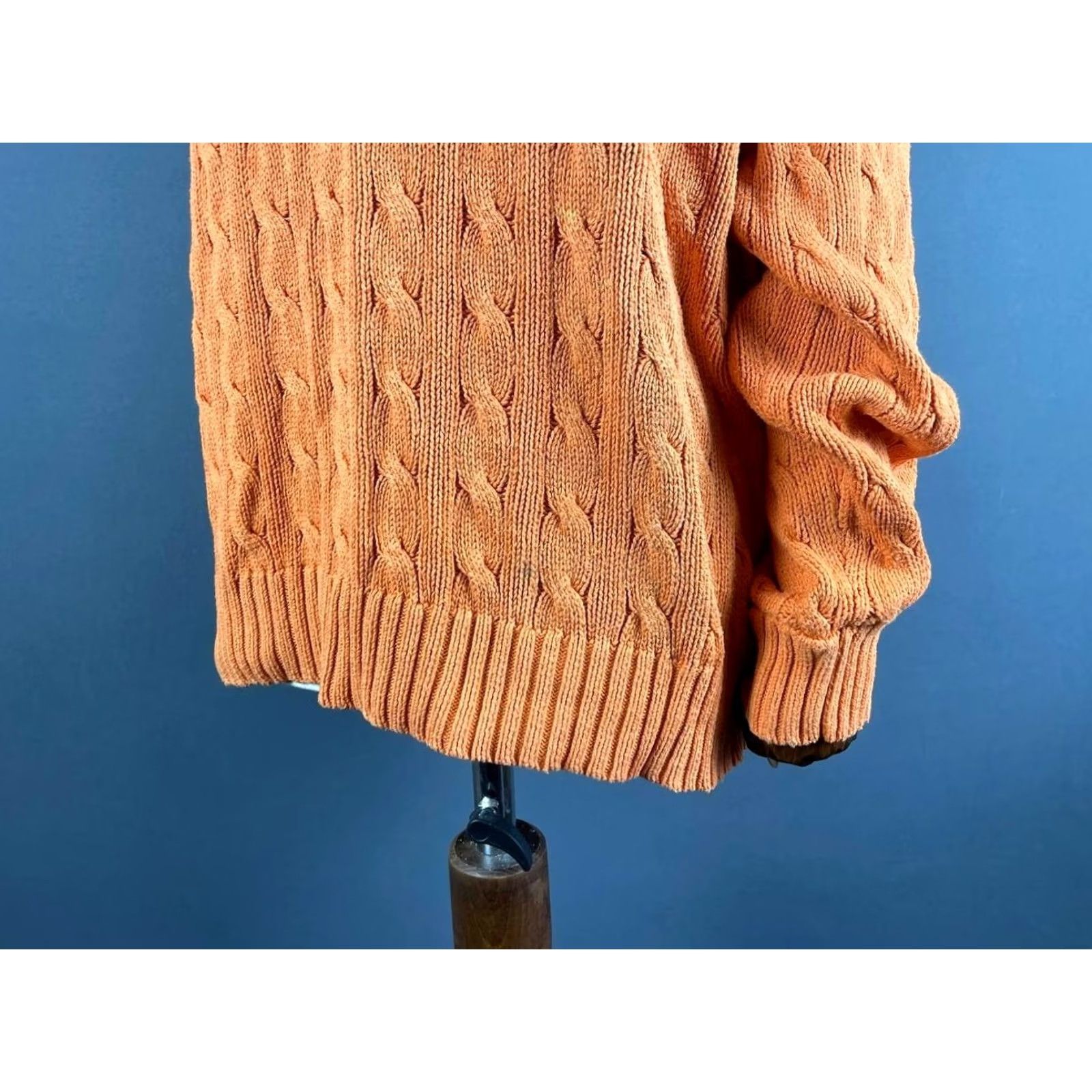 Polo Ralph Lauren Polo Ralph Lauren Mens Cable Knit Sweater XL Orange Pima Cotton Long Sleeve Crew Neck Pullover, Regular Fit, Logo, Classics, Knitwear Size US XL / EU 56 / 4 - 4 Thumbnail