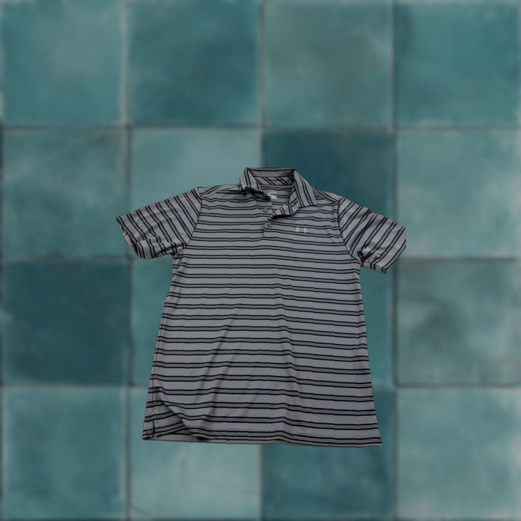 Under Armour Under Armour Shirt Mens M Gray Striped HeatGear Polo Golf Athletic Lightweight Size US M / EU 48-50 / 2 - 1 Thumbnail