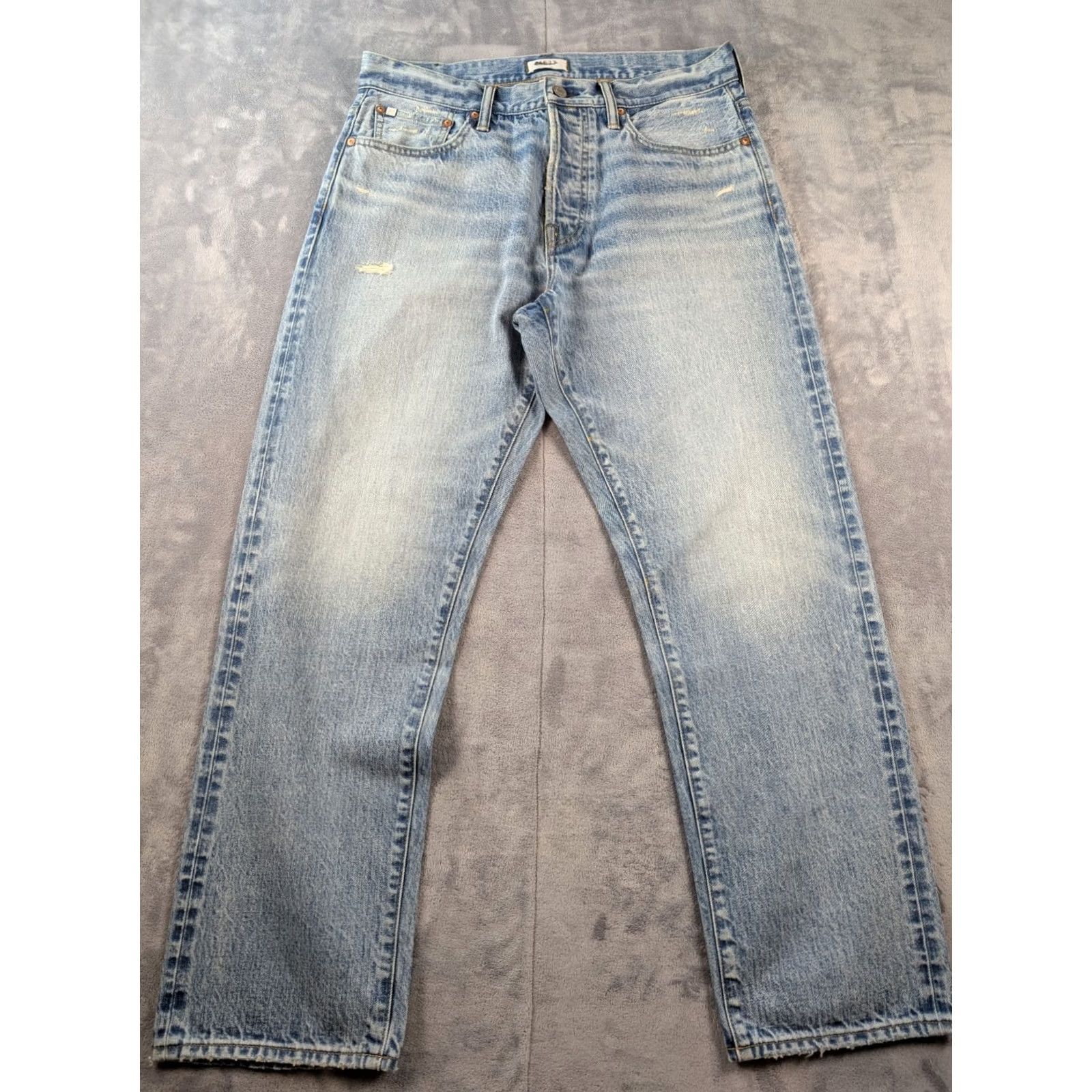 American Eagle Outfitters American Eagle Outfitters Jeans Mens 32x30 Light Blue Wash Button Fly Denim Slim Selvedge 5-Pocket Blue 32 Inseam Mid Rise Straight Regular Mens Jeans Size US 32 / EU 48 - 2 Thumbnail