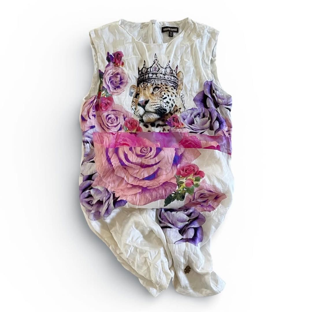 Roberto Cavalli Roberto Cavalli Sleeveless Dress "Leopard Peony" Printed Size S / US 4 / IT 40 - 5 Thumbnail