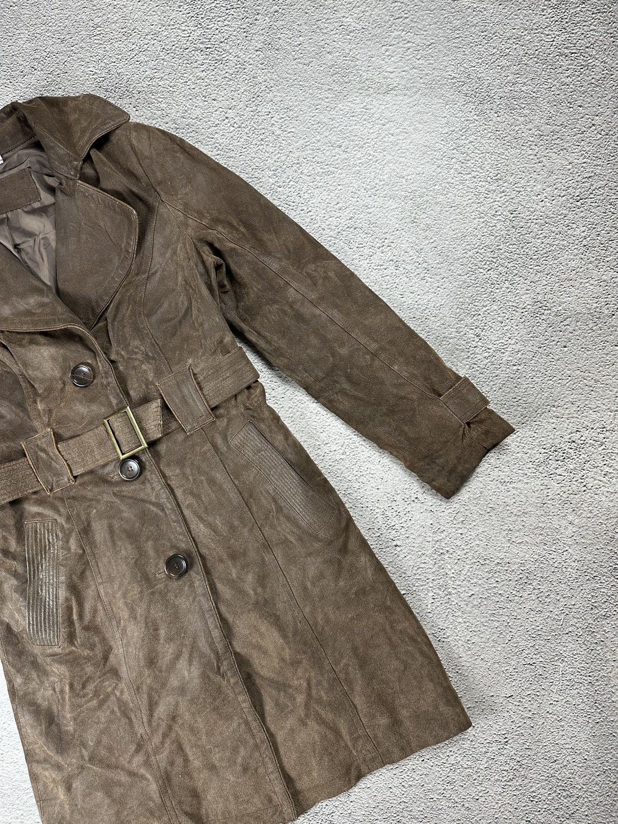 Genuine Leather Diesel Style Genuine Leather Trench Coat Faded Jacket Size M / US 6-8 / IT 42-44 - 4 Thumbnail