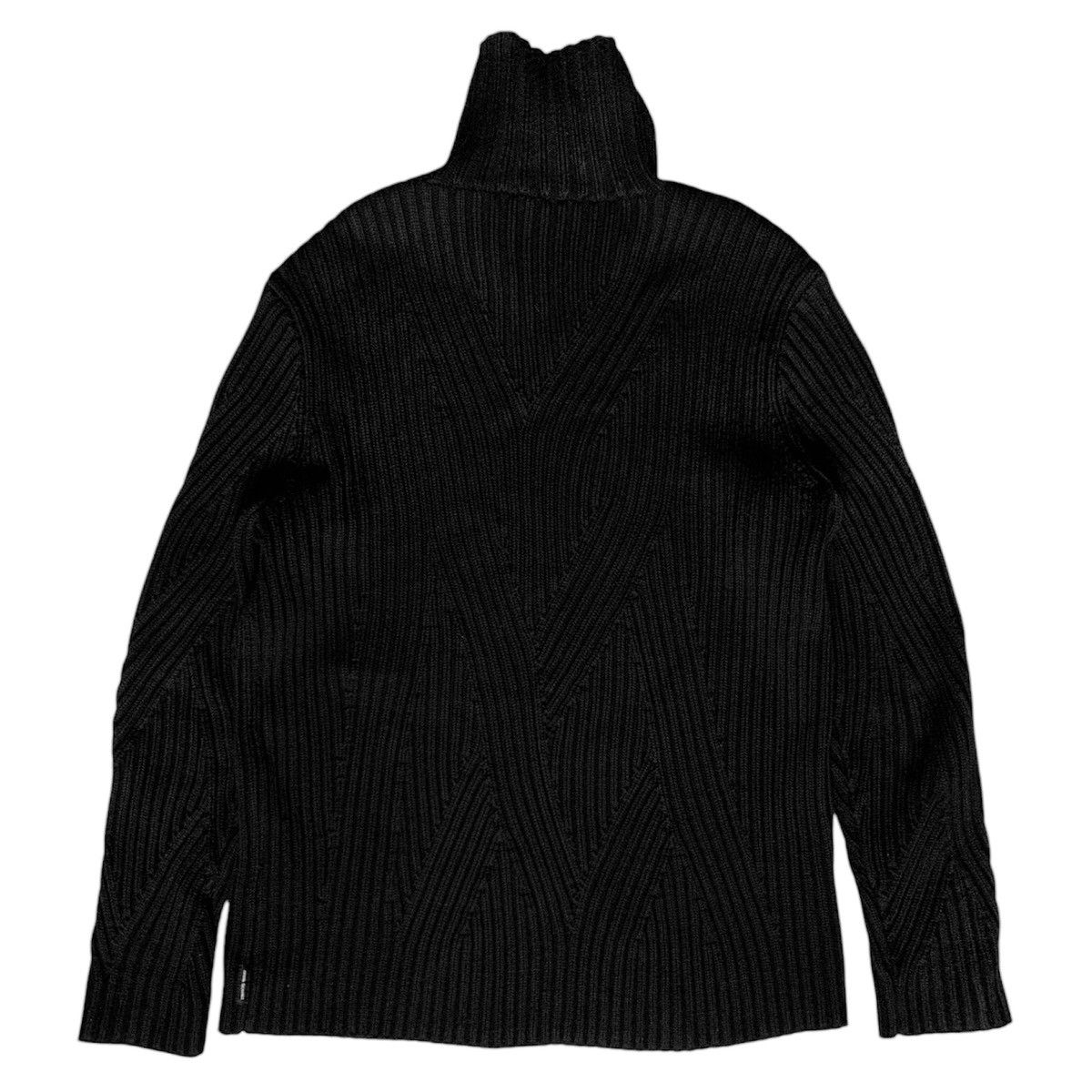 Armani Exchange hot Men's Black Ribbed Cable-Knit 1/4 Zip Sweater