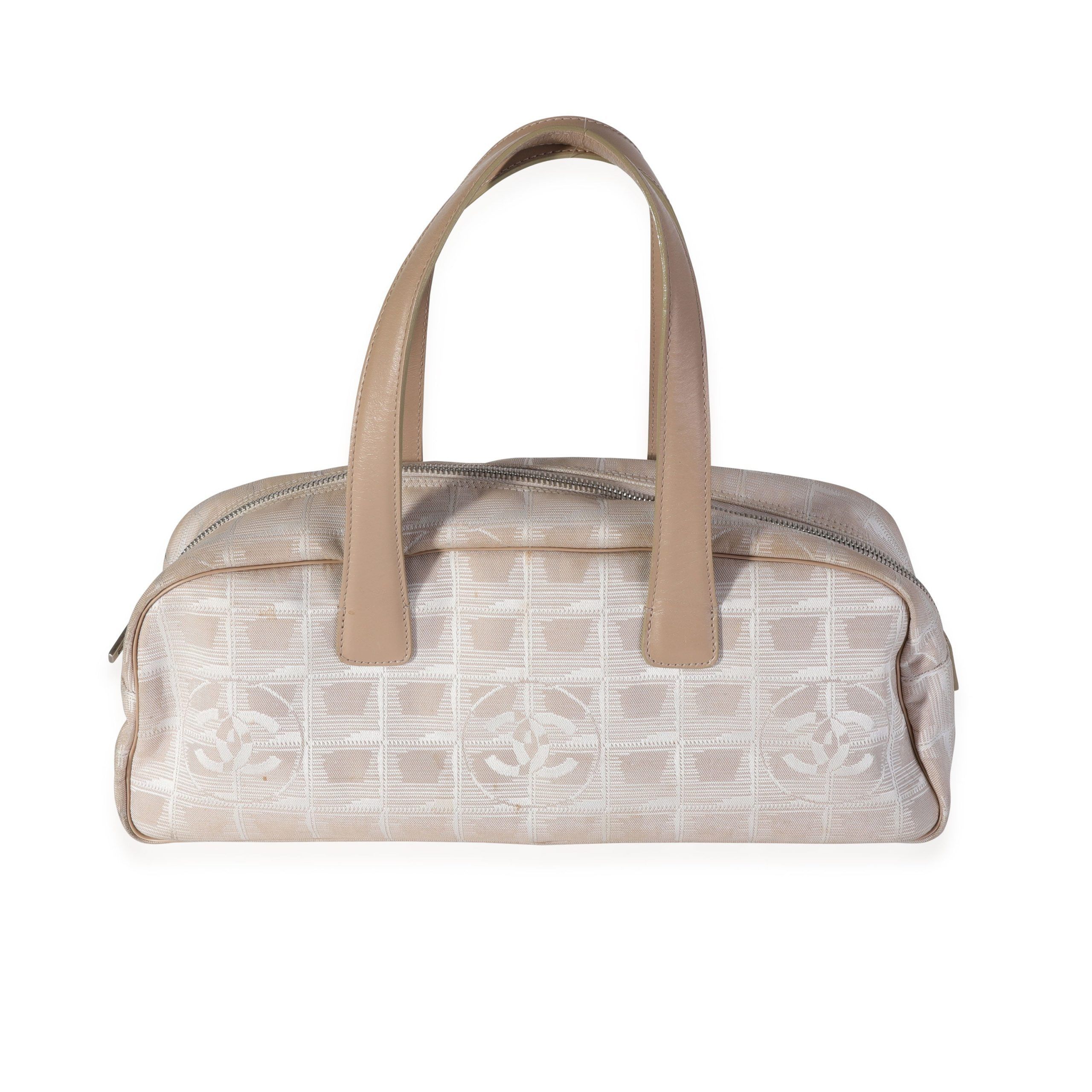image of Chanel Beige Nylon Travel Ligne Bowler Bag, Women's
