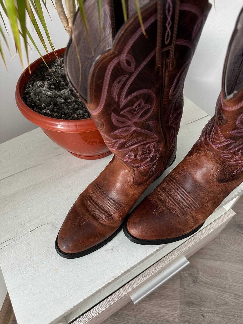 Japanese Brand × Leather × Vintage Vintage Cowboy Brown Womesn Western Leather Boots Size US 7.5 / IT 37.5 - 8 Thumbnail