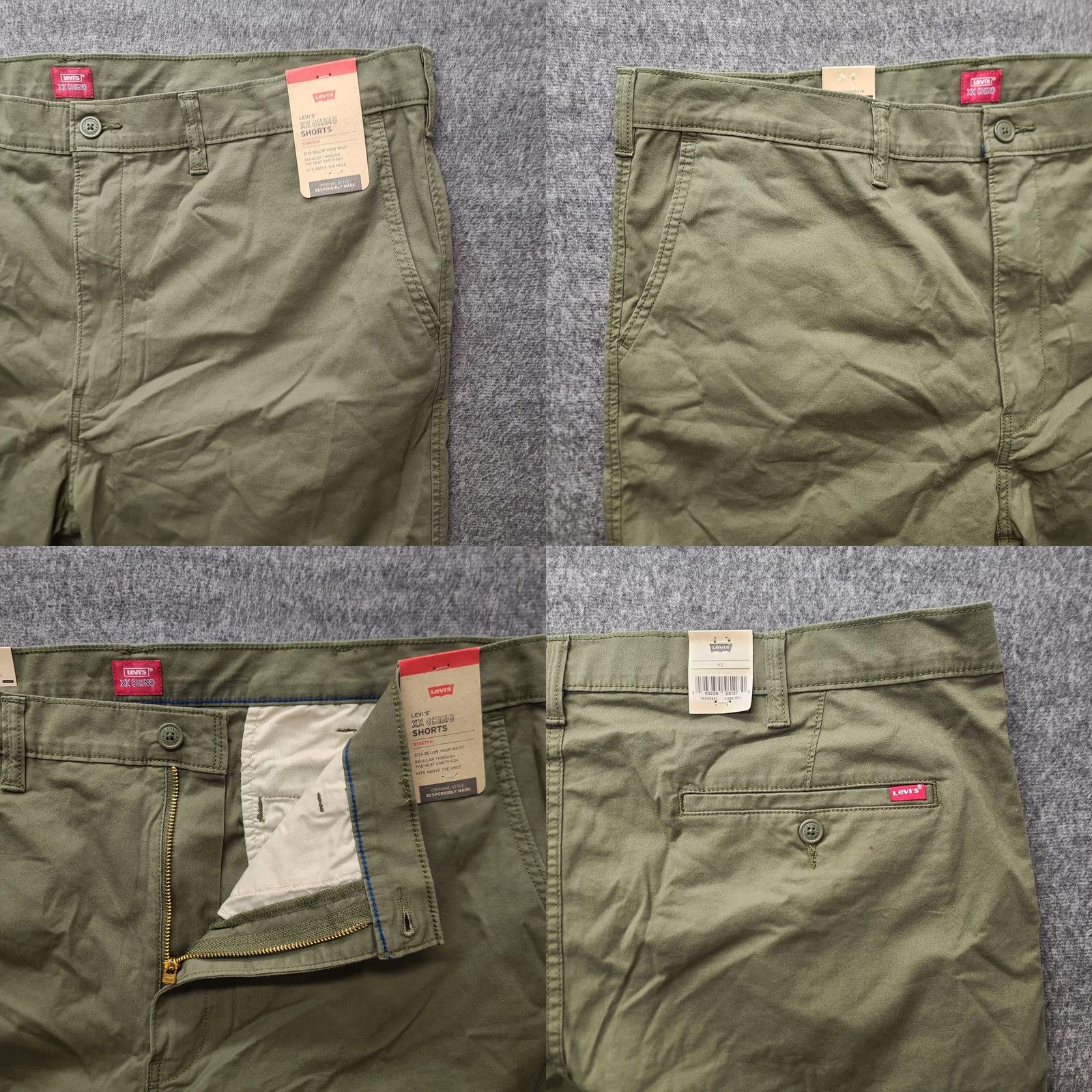 Levi's Levi's XX Chino Shorts Mens 42 Regular Fit 10 Inseam Green Casual Travel Workwear Stretch Cotton Spandex Button Logo Zipper Size US 42 / EU 58 - 8 Thumbnail