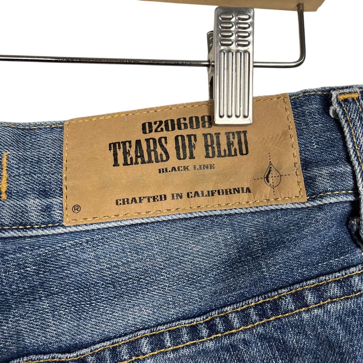 Japanese Brand Vintage 90s 020608 Tears Of Bleu Black Line Denim Size 32" / US 10 / IT 46 - 13 Thumbnail