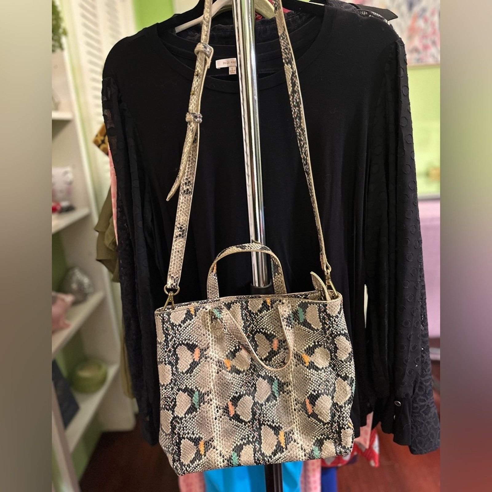 Madewell Madewell Snakeskin-Print Crossbody Tote Bag Size ONE SIZE - 4 Thumbnail