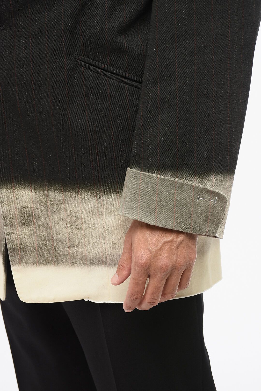 Maison Margiela og1mm0825 Pinstriped Gradient Effect Hem Blazer in Grey Size US S / EU 44-46 / 1 - 3 Thumbnail