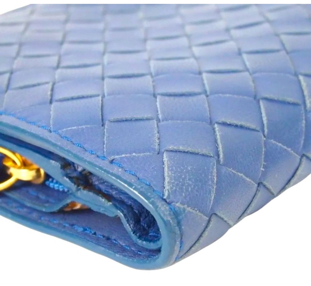 Bottega Veneta Bottega Veneta Intrecciato Leather Wallet Blue Handmade Size ONE SIZE - 7 Thumbnail