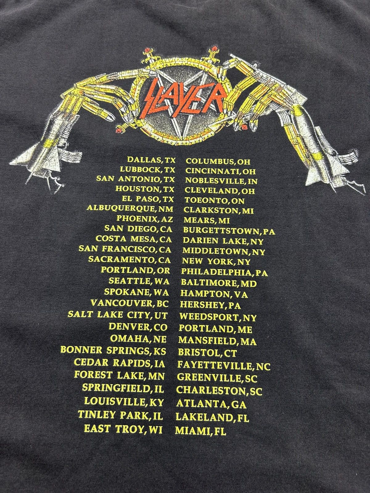 Band Tees Vintage 1991 Slayer Tour T-Shirt Metal Band Size US L / EU 52-54 / 3 - 11 Thumbnail