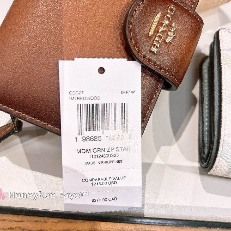 Coach Medium Corner Zip Wallet CEC27 Gold/Redwood Size ONE SIZE - 5 Thumbnail