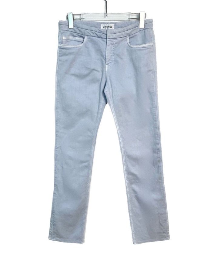 Chanel Chanel Logo Lettered Straight Leg Jeans Pants Light Blue Size 26" / US 2 / IT 38 - 1 Thumbnail