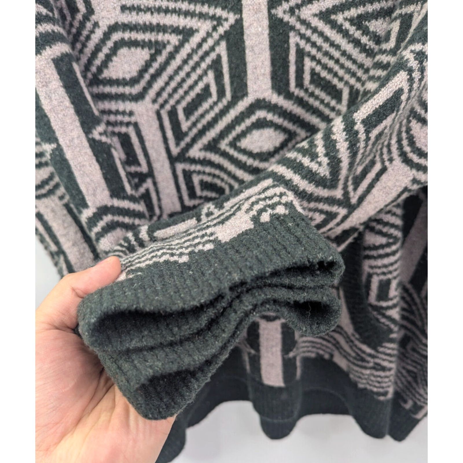 Free People Free People Hoodie Womens L Green Six Degrees Tribal Printed Wool Acrylic Linen Nylon Spandex Size L / US 10 / IT 46 - 3 Thumbnail