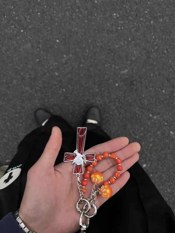 Jewelry Red Orange Tropical Keychain, y2k Keychain Size ONE SIZE - 5 Thumbnail
