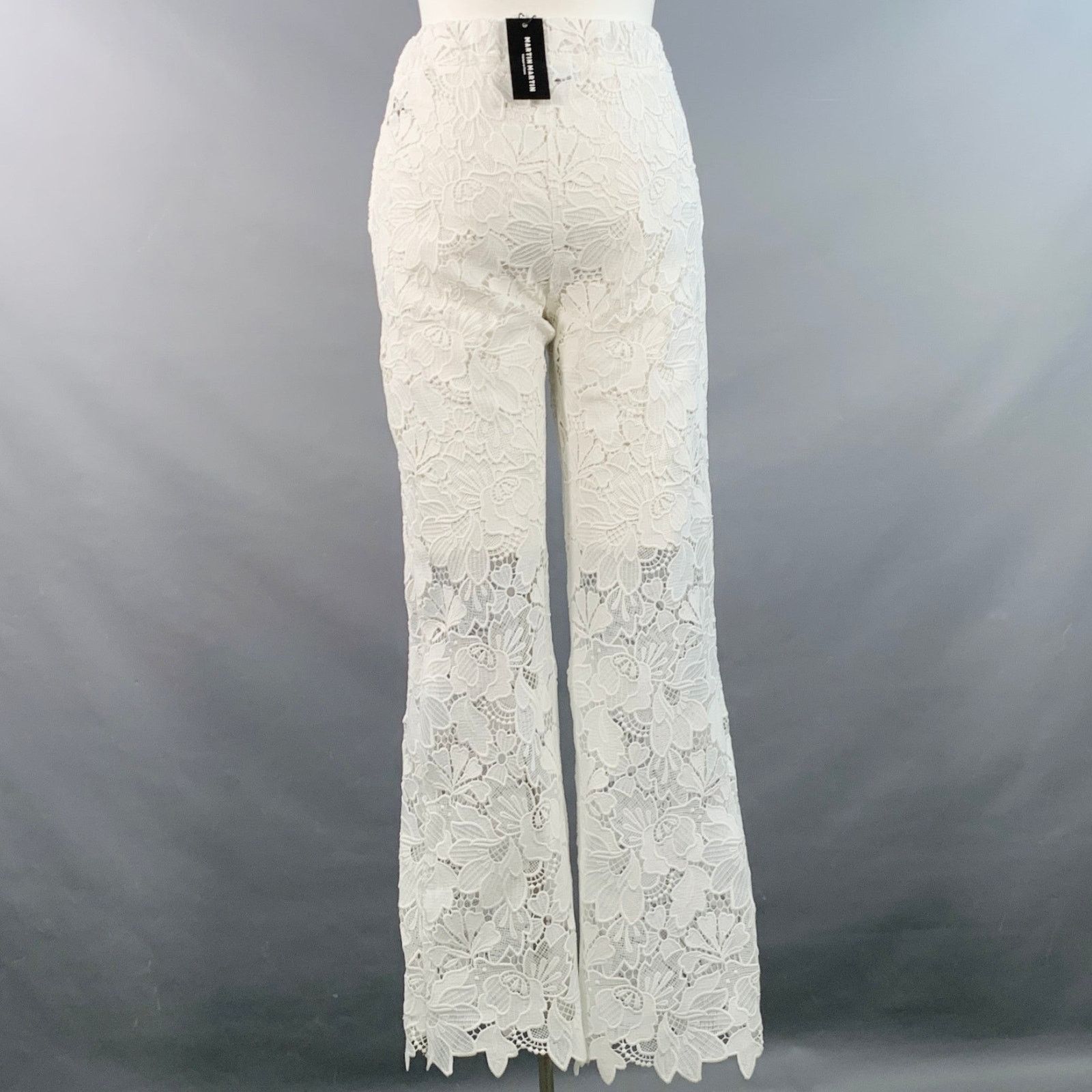Other MARTIN MARTIN White Polyester Lace Elastic Waistband Casual Size 28" / US 6 / IT 42 - 2 Thumbnail