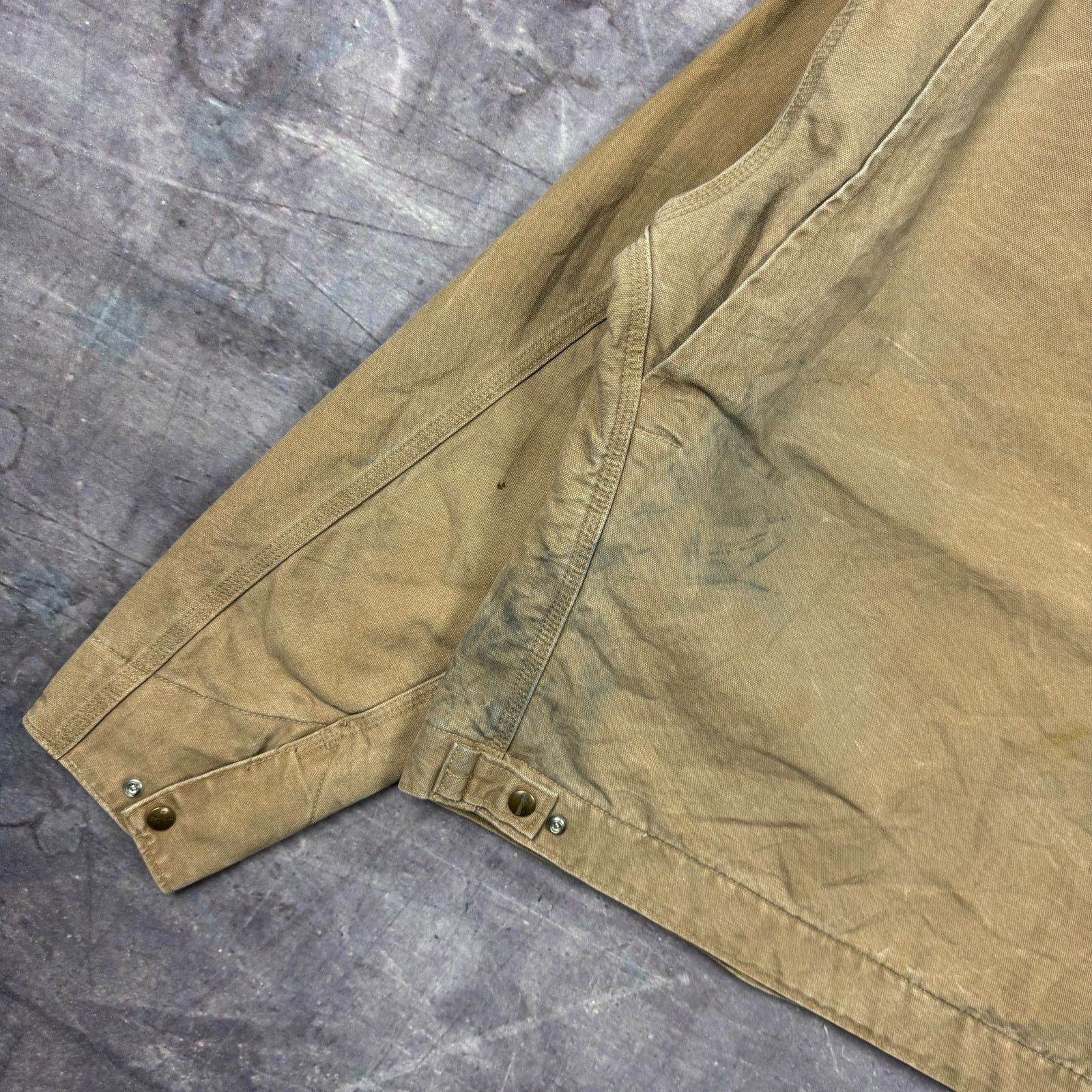 Carhartt × Vintage 90s Tan Carhartt Blanket Lined Detroit Jacket J97 CML L 0297 Size US L / EU 52-54 / 3 - 9 Thumbnail