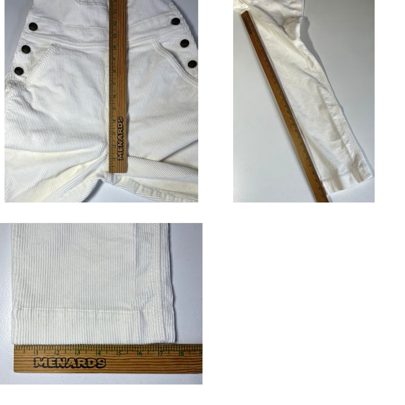 Faherty Faherty Women's Corduroy Overalls Pants Solid Ivory 90s Organic Cotton S Women's Walker Corduroy Overalls Size 28" / US 6 / IT 42 - 11 Thumbnail