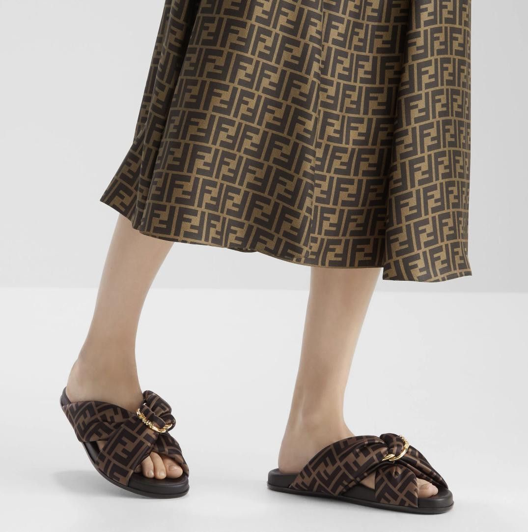 Fendi FENDI FENDI FEEL FF SATIN SLIDES SIZE 37 Size ONE SIZE - 4 Thumbnail