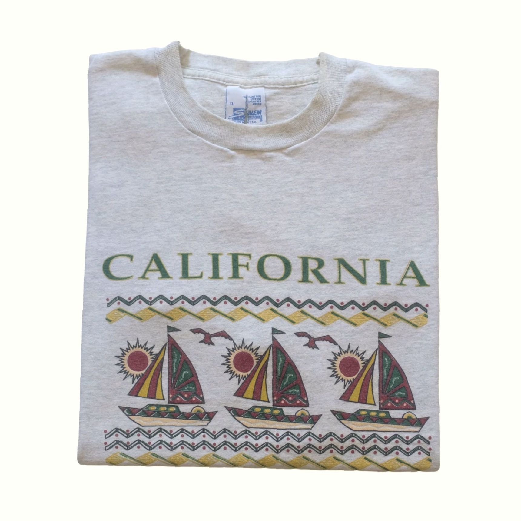 Salem Sportswear VINTAGE SAN DIEGO CALIFORNIA 90s GRAPHIC SALEM USA MADE SAILING COTTON T SHIRT XL Mens Gray Crew Neck Short Sleeve T-Shirt Size US XL / EU 56 / 4 - 2 Thumbnail
