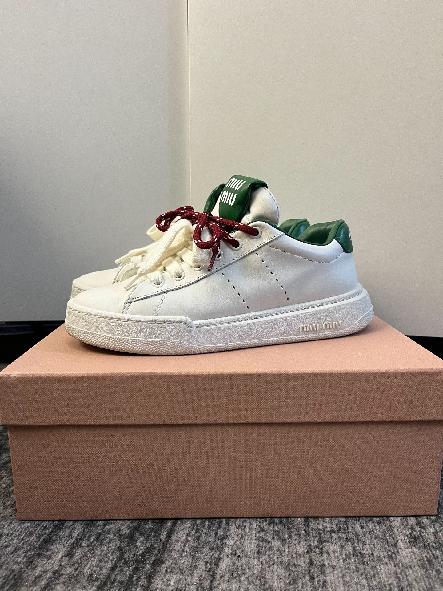 Miu Miu Miu Miu White Lowtop Sneakers 36.5 Women Size US 6 / IT 36 - 1 Thumbnail