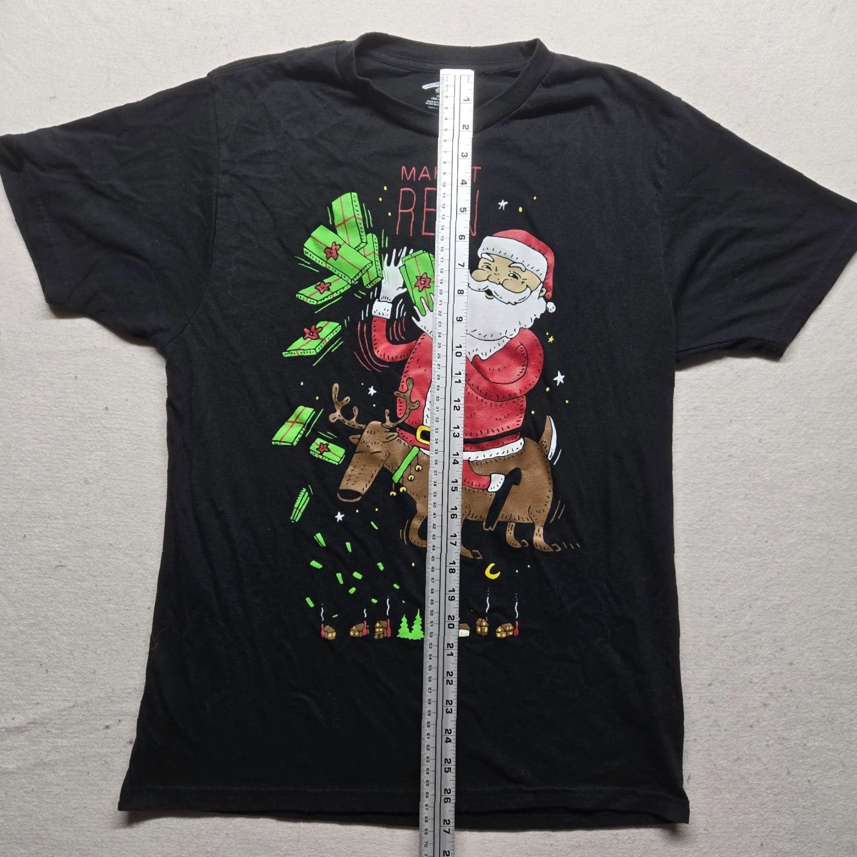 Vintage Holiday Time Christmas Tee Shirt - Santa Claus Solid Short Sleeve Mens M Black Size US M / EU 48-50 / 2 - 5 Thumbnail