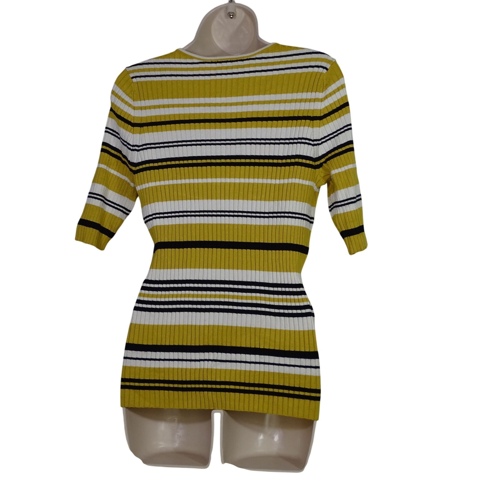 Express Express Striped Plunge V-Neck Ribbed Knit Top Women Size L Size L / US 10 / IT 46 - 3 Thumbnail