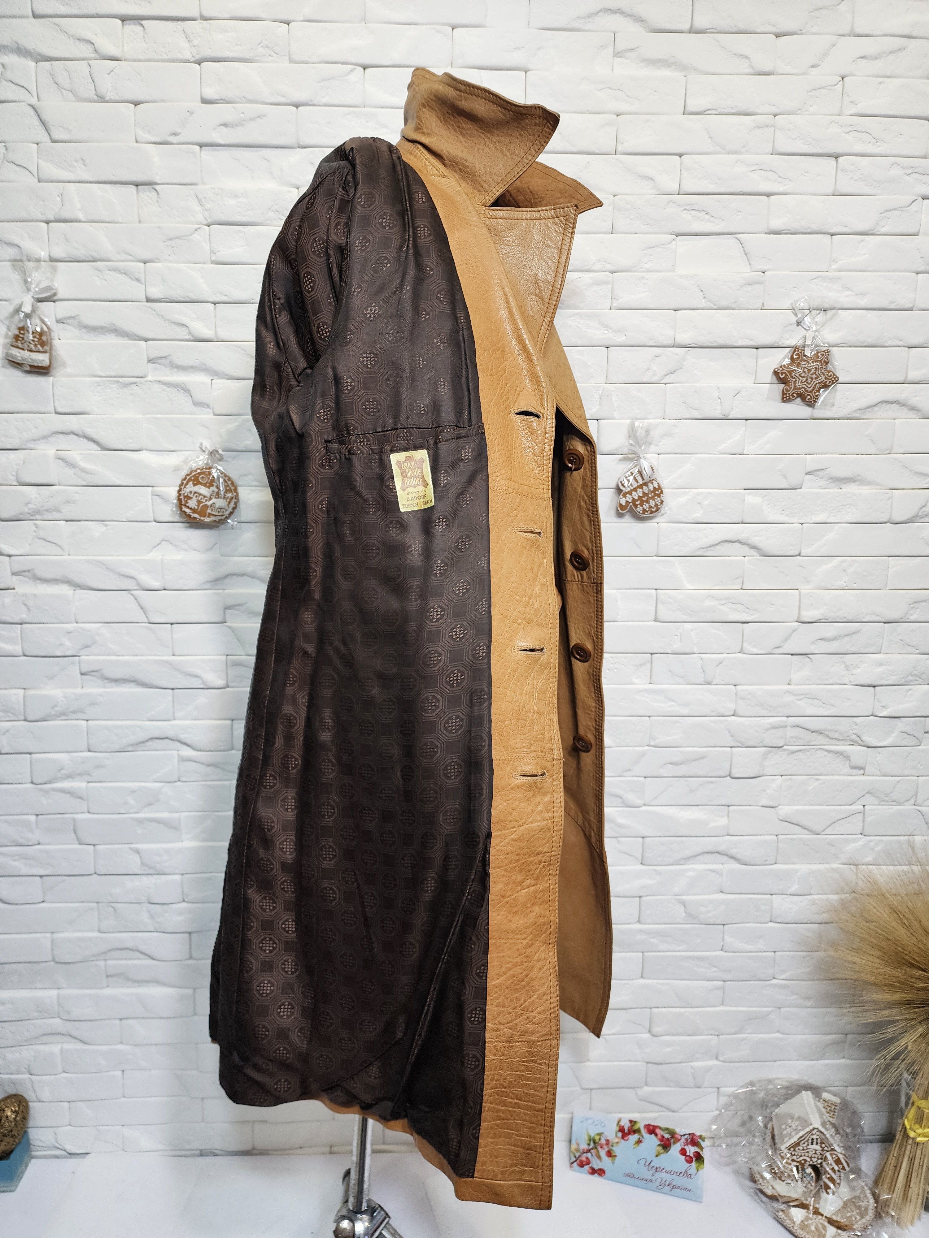 Genuine Leather Brown Genuine Leather Men's Coat with Belt Size US L / EU 52-54 / 3 - 7 Thumbnail
