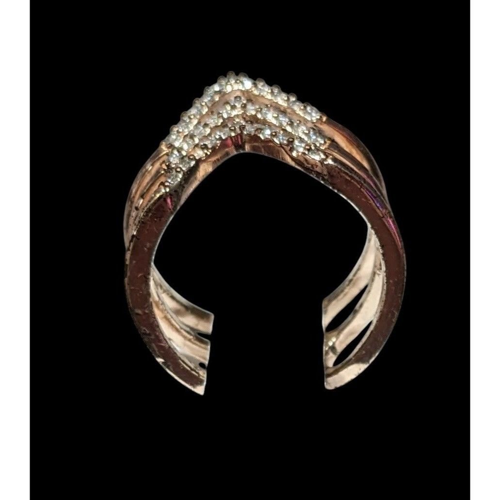 Other Elegant Glam Triple Chevron Gold Tone Rhinestone Ring Size ONE SIZE - 4 Thumbnail