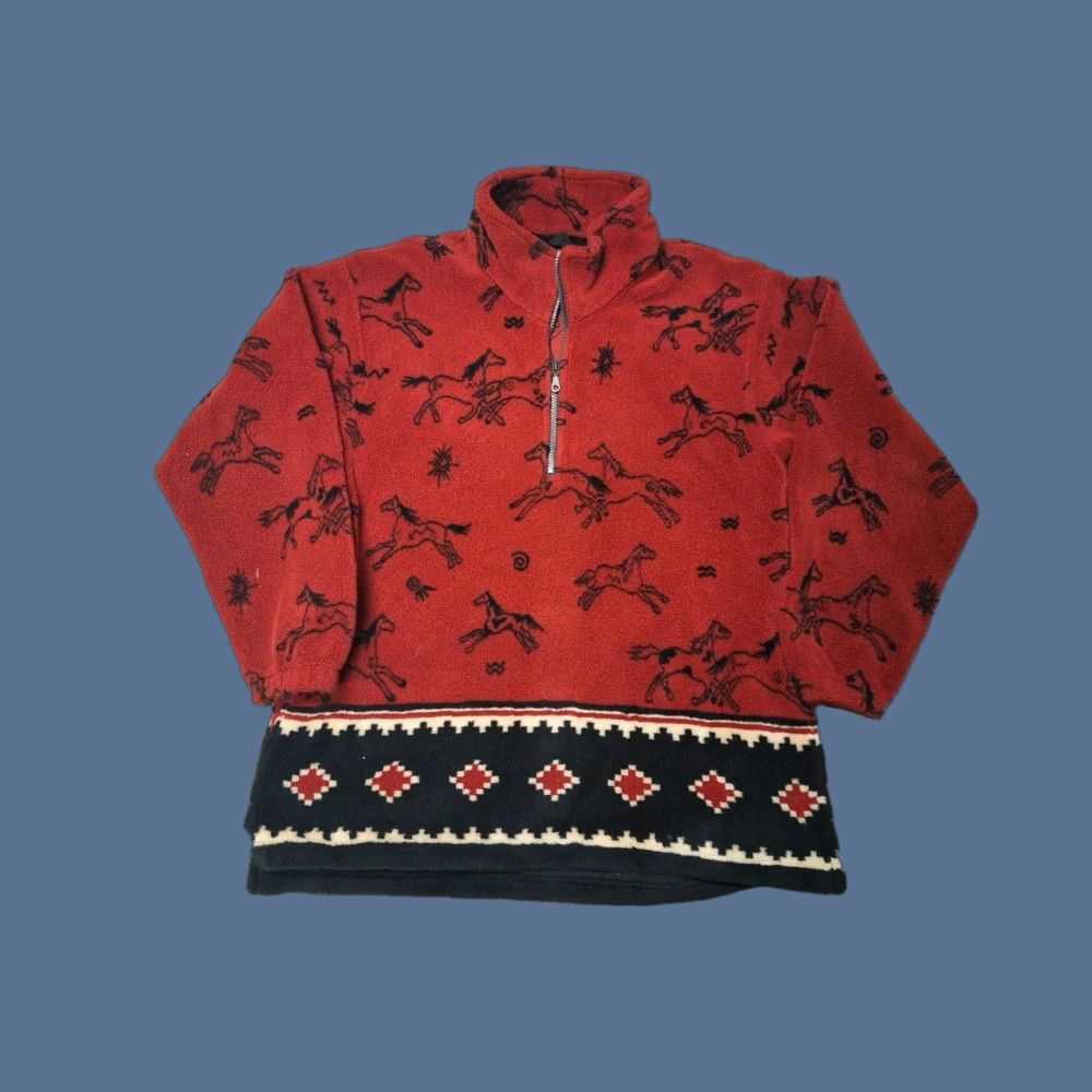 Vintage Tsunami Jacket Unisex Adults L Red Fleece Zip Sherpa Western Cowboy Nature Animal Coat Size L / US 10 / IT 46 - 1 Thumbnail