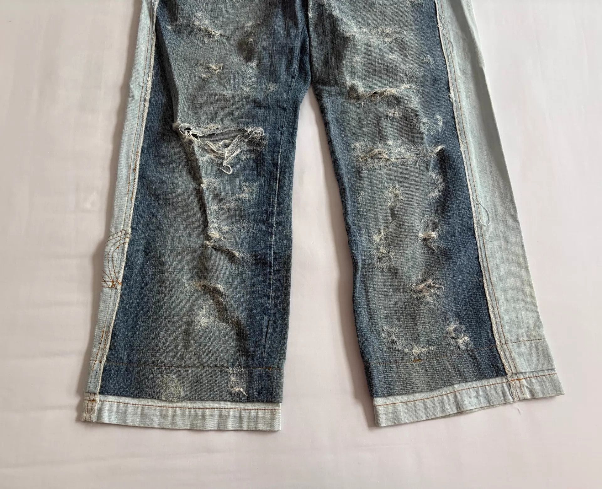 Dolce & Gabbana DG Fake Two-Tone Offset Panel Distressed Denim Shorts Size US 28 / EU 44 - 3 Thumbnail