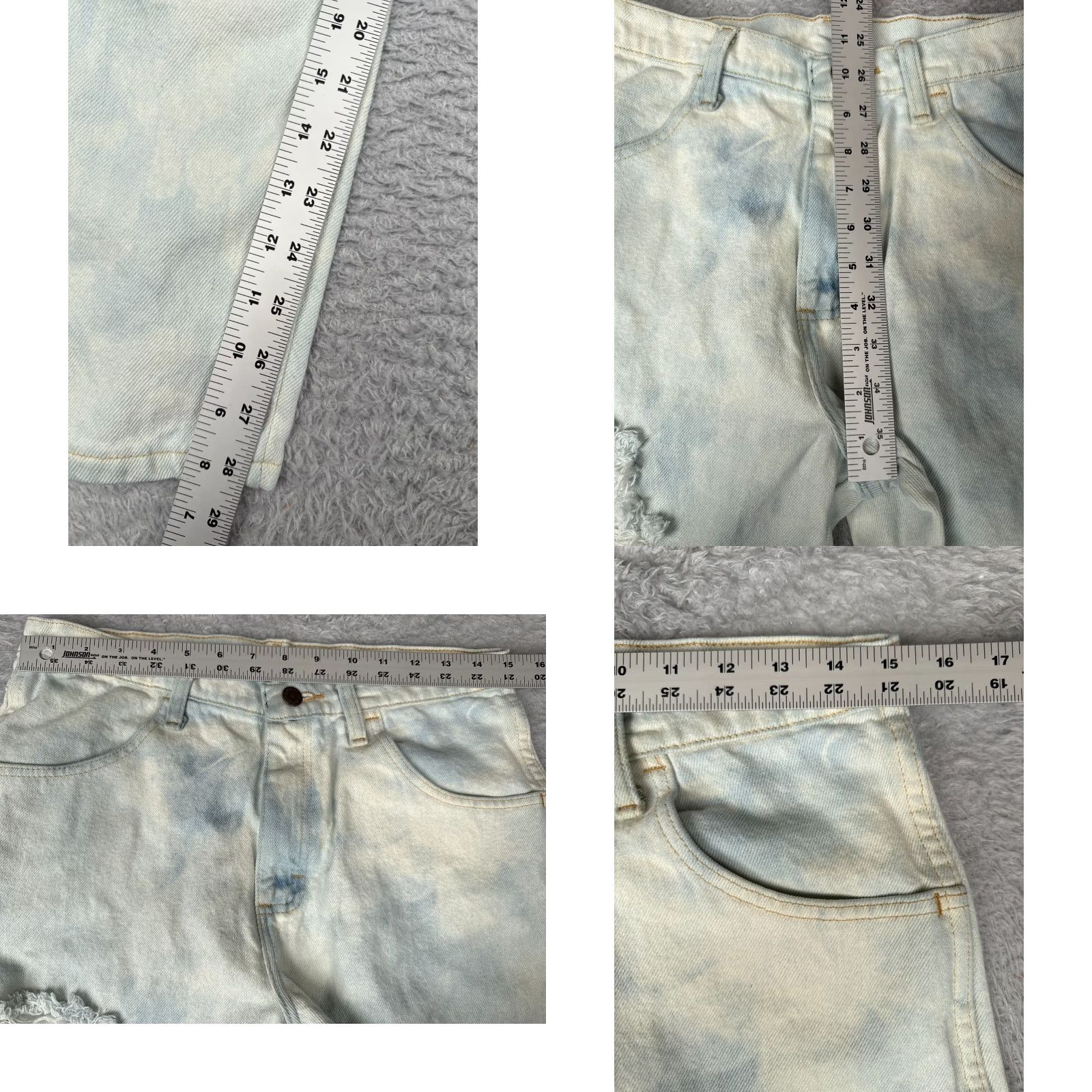 Denime Maverick Jeans Mens 32x30 Blue Denim Acid Wash Straight Leg Distressed Cotton Size US 32 / EU 48 - 8 Thumbnail