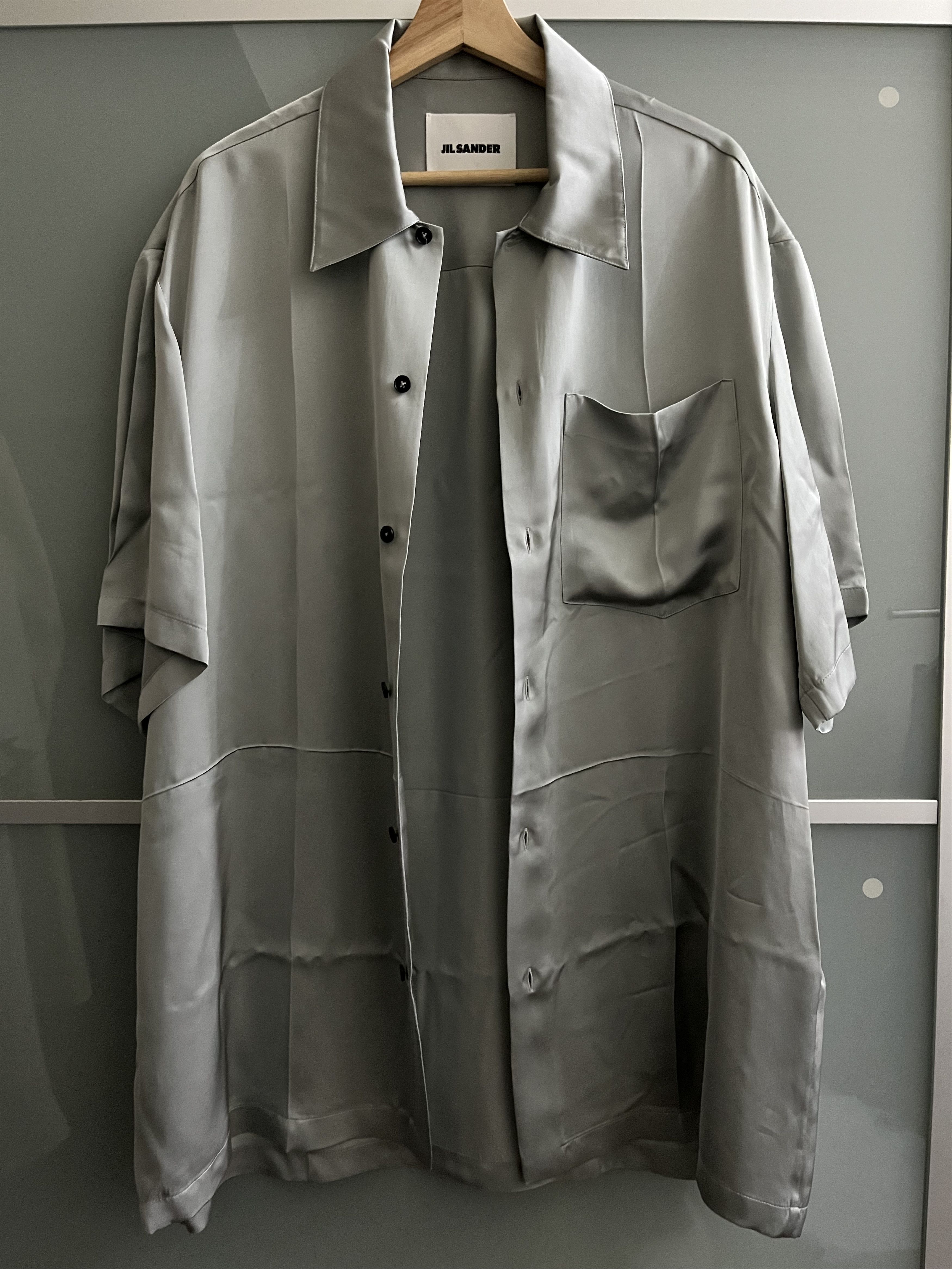 Jil Sander JIL SANDER SILVER GREY RAYON SHIRT 40 Size US M / EU 48-50 / 2 - 5 Thumbnail