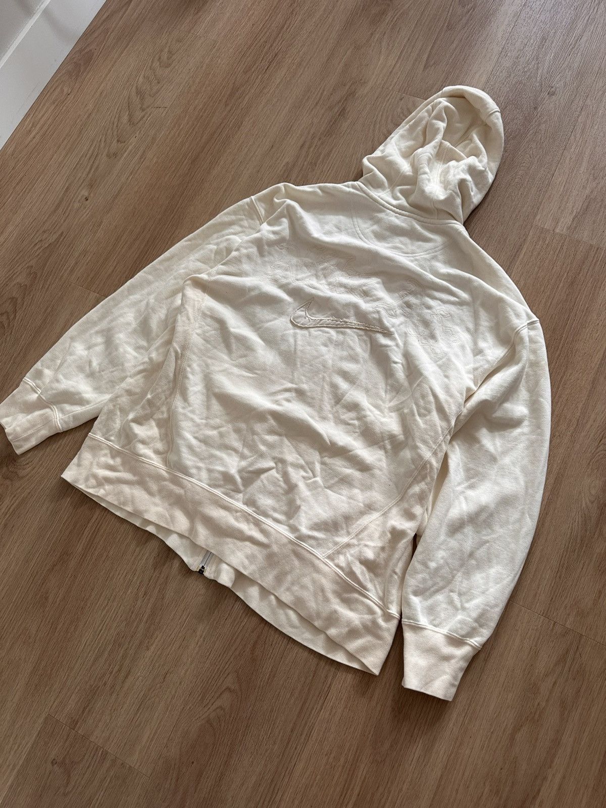 Nike Nike Vintage Y2K Embroidered Cream Zip-Up Hoodie X-Large Size US XL / EU 56 / 4 - 3 Thumbnail
