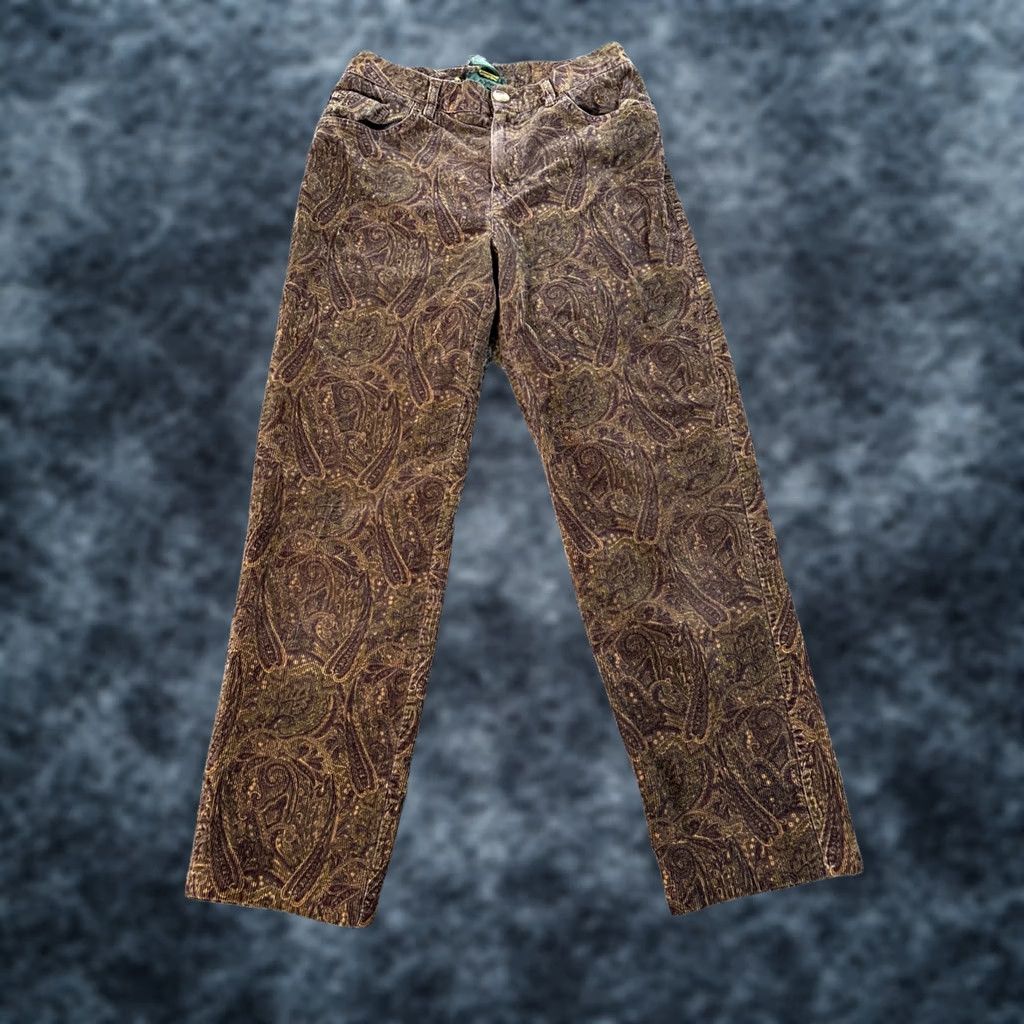 Ralph Lauren VINTAGE Lauren Ralph Lauren Jeans Co Women’s Pants Corduroy 28x27 Paisley Floral Blue Size 28" / US 6 / IT 42 - 1 Thumbnail