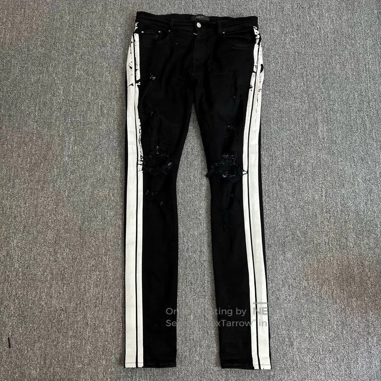 Amiri Amiri Side Stripe Distressed Jeans Size 34. Size US 34 / EU 50 - 1 Thumbnail