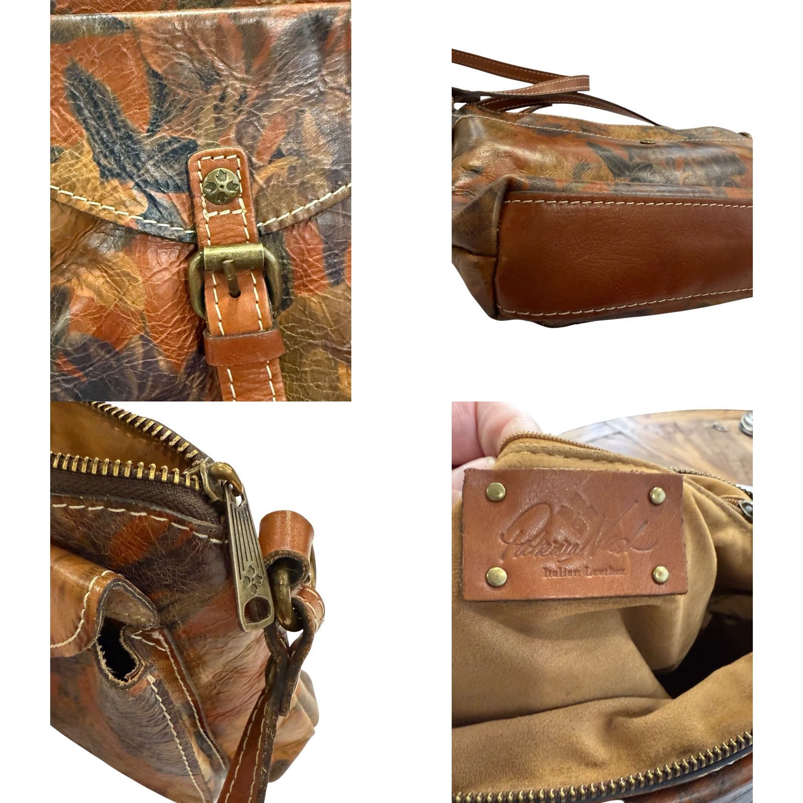 Patricia Nash Patricia Nash Avellino Floral Leather Crossbody Handbag Purse Fall Colors Size ONE SIZE - 9 Thumbnail