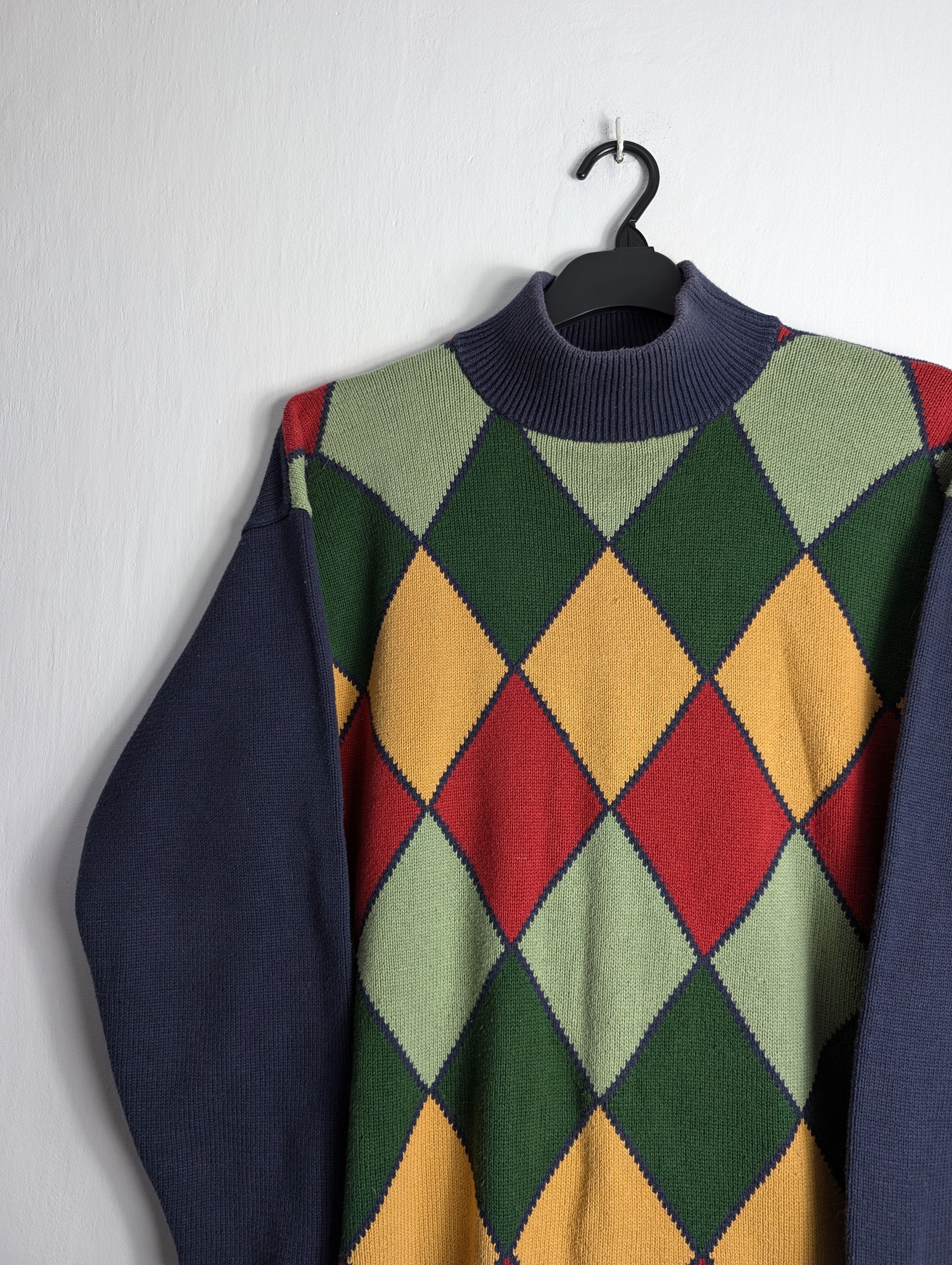 Vintage Vintage 90s Sweater Diamond Crazy Pattern Pullover Size US M / EU 48-50 / 2 - 2 Thumbnail