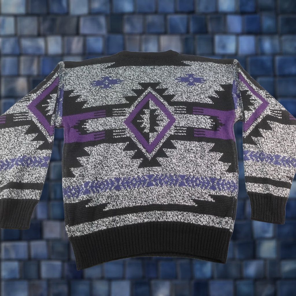 Vintage VINTAGE Stefano Mens Sweater Pullover Long Sleeve Black Aztec Geometric 90s Southwestern Knit Crew Neck Mens Medium Size US M / EU 48-50 / 2 - 1 Thumbnail