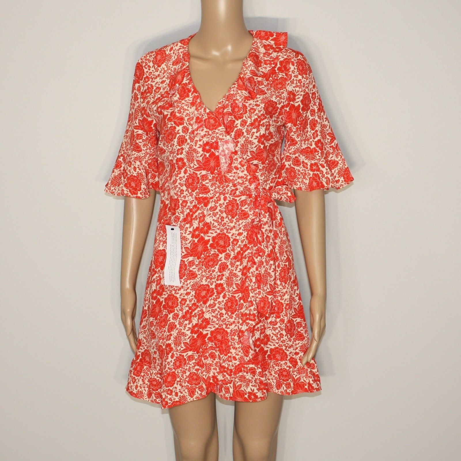 Topshop Floral Print Ruffle Wrap Mini Dress in Petite US 2 NWT $75 Size XS / US 0-2 / IT 36-38 - 15 Thumbnail