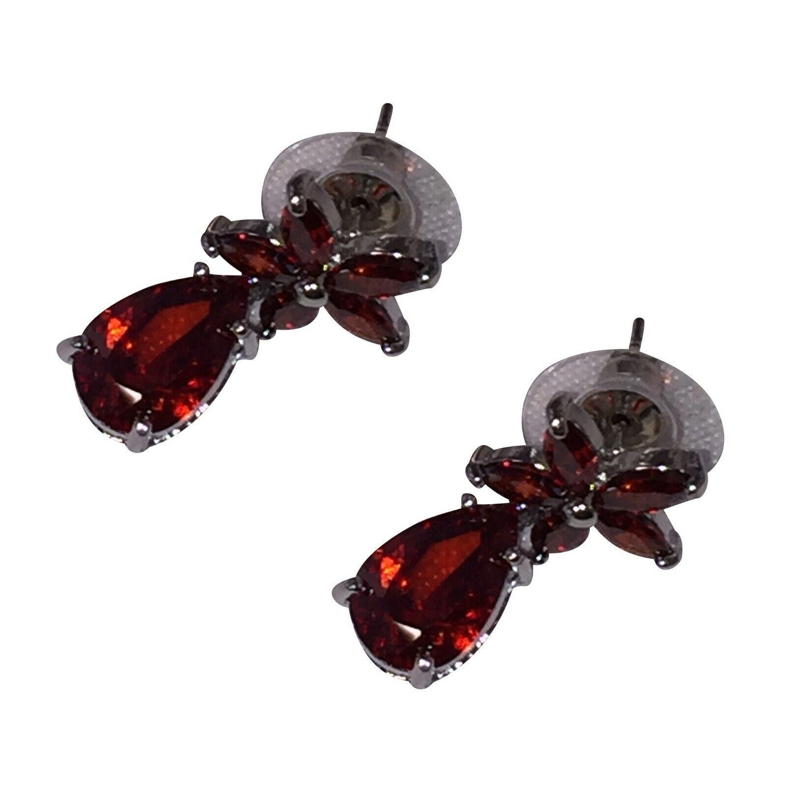 Designer Red Faceted Crystal Earrings with White Chrome Plating Size ONE SIZE - 4 Thumbnail