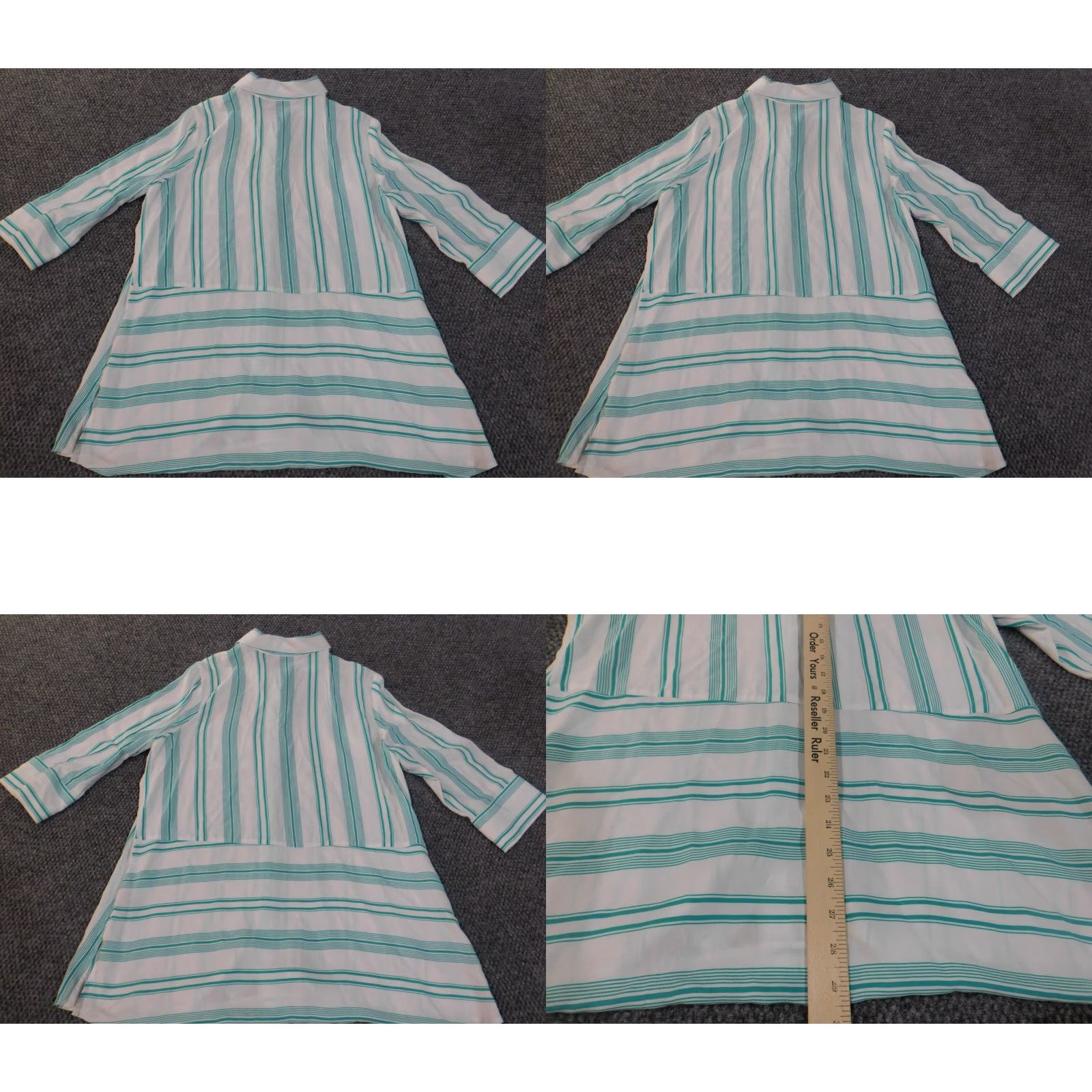 Soft Surroundings Soft Surroundings Button-Up Shirt Womens Medium Green Striped Viscose Knit Casual Size M / US 6-8 / IT 42-44 - 8 Thumbnail
