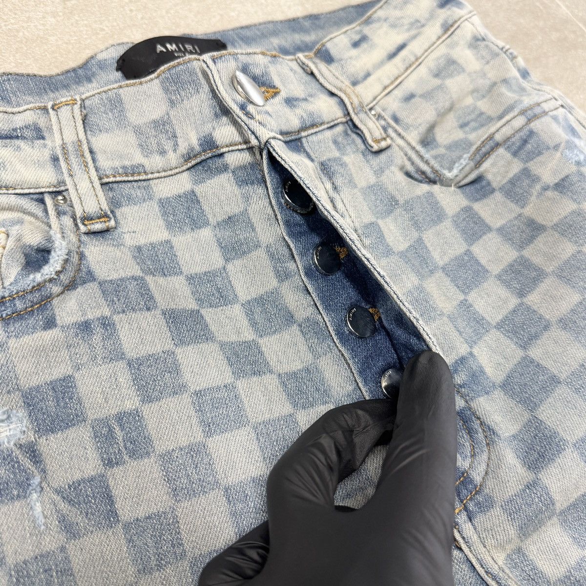 Amiri Amiri Thrasher Checkered Jeans In Blue RRP £770 Size US 31 - 7 Thumbnail