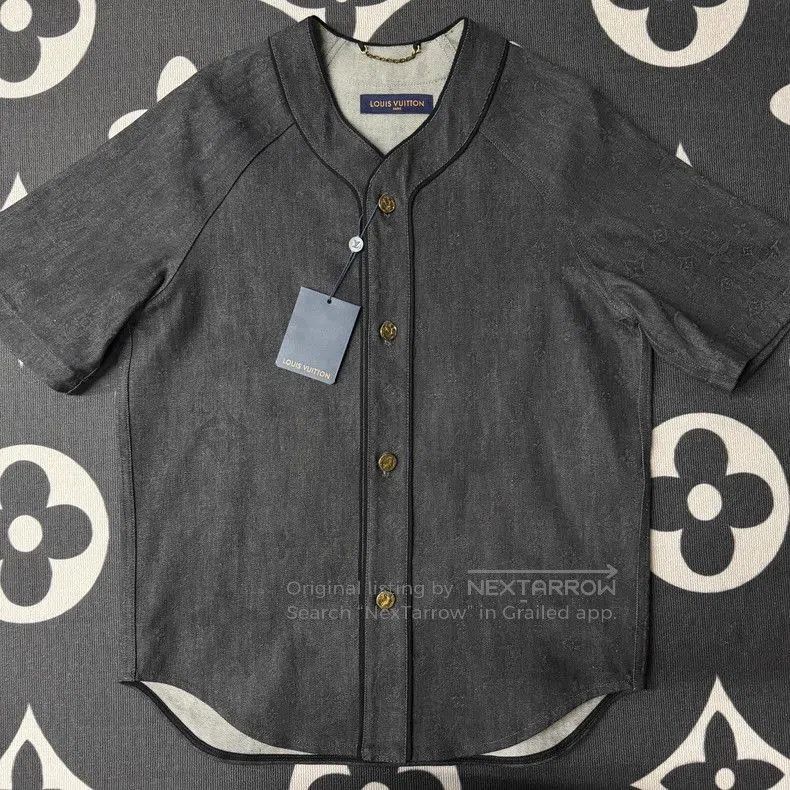 LV Black Gray Print Short Sleeve Jacket.