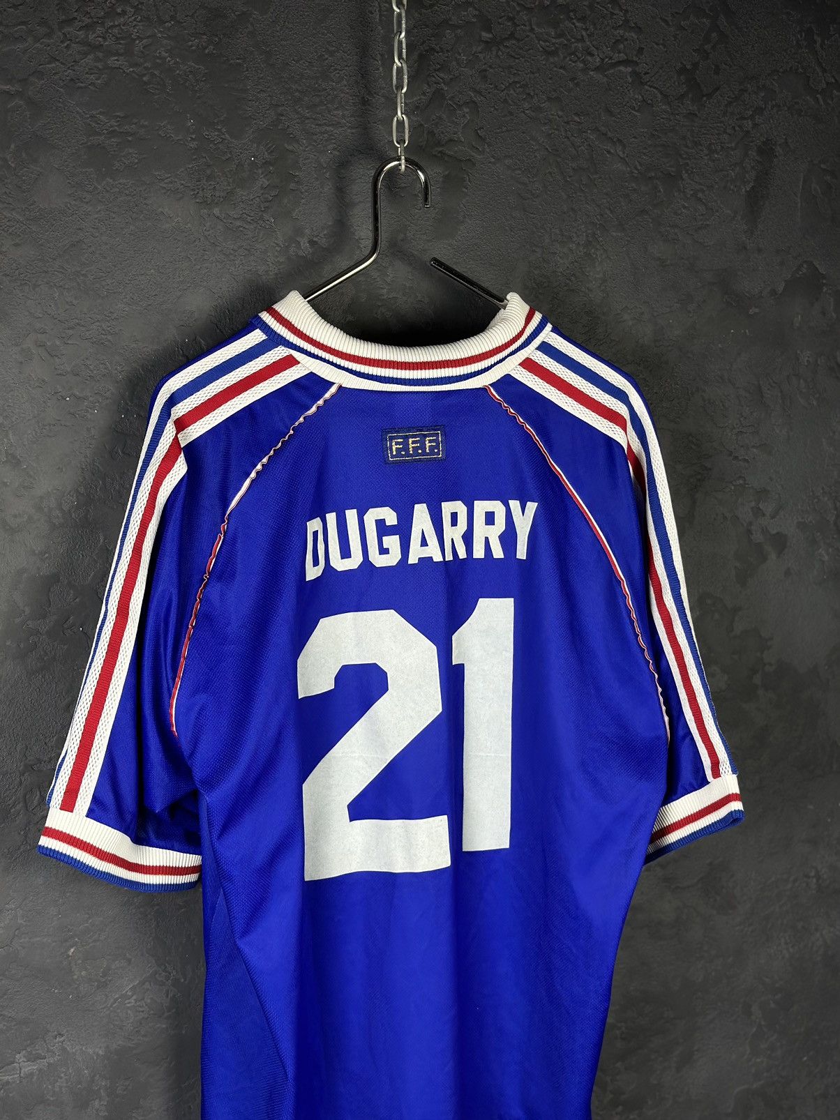 Adidas × Vintage Rare DUGARRY 21 France Football Shirt 1998/00 Size US XL / EU 56 / 4 - 9 Thumbnail