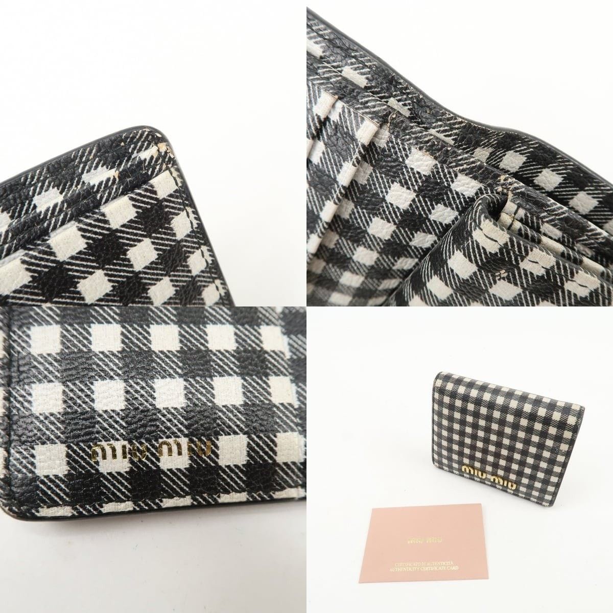 Miu Miu Miu Miu Plaid Calfskin Bi-fold Wallet Black Size ONE SIZE - 6 Thumbnail